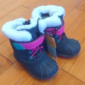 Cat & Jack Black Boots with Pink and White Accents